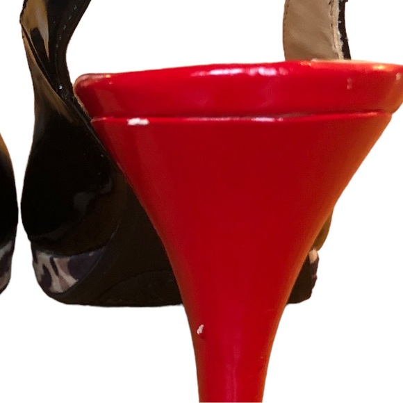 Rampage Flanders Sling Backs Red, Black And Leopard Print 4” Women’s Heels Sz 7 - Picture 15 of 15